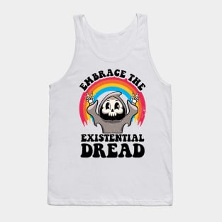 Embrace The Existential Dread Retro Cartoon Nihilism Anxiety Tank Top